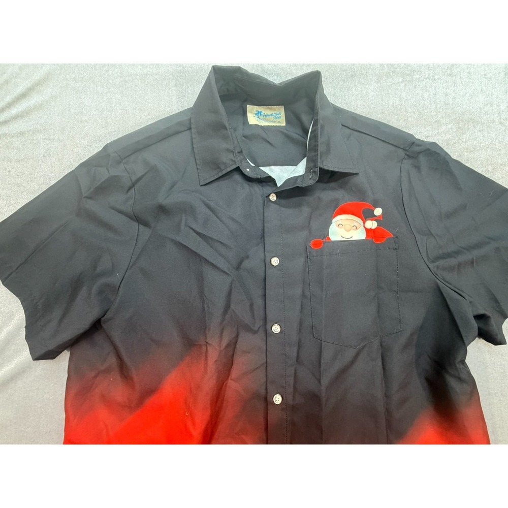 Unbranded Santa Clause Hawaiian Shirt Size XL Black Red - Picture 2 of 9